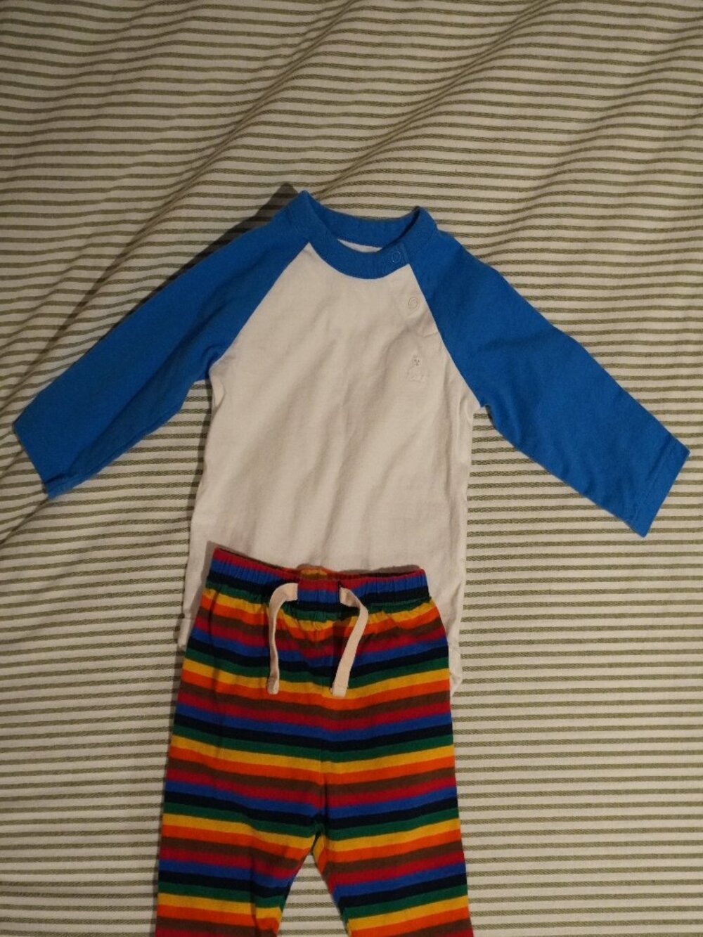 Baby Gap Ringer Tee Onesie and Striped Pants 3-6M 100% Cotton
